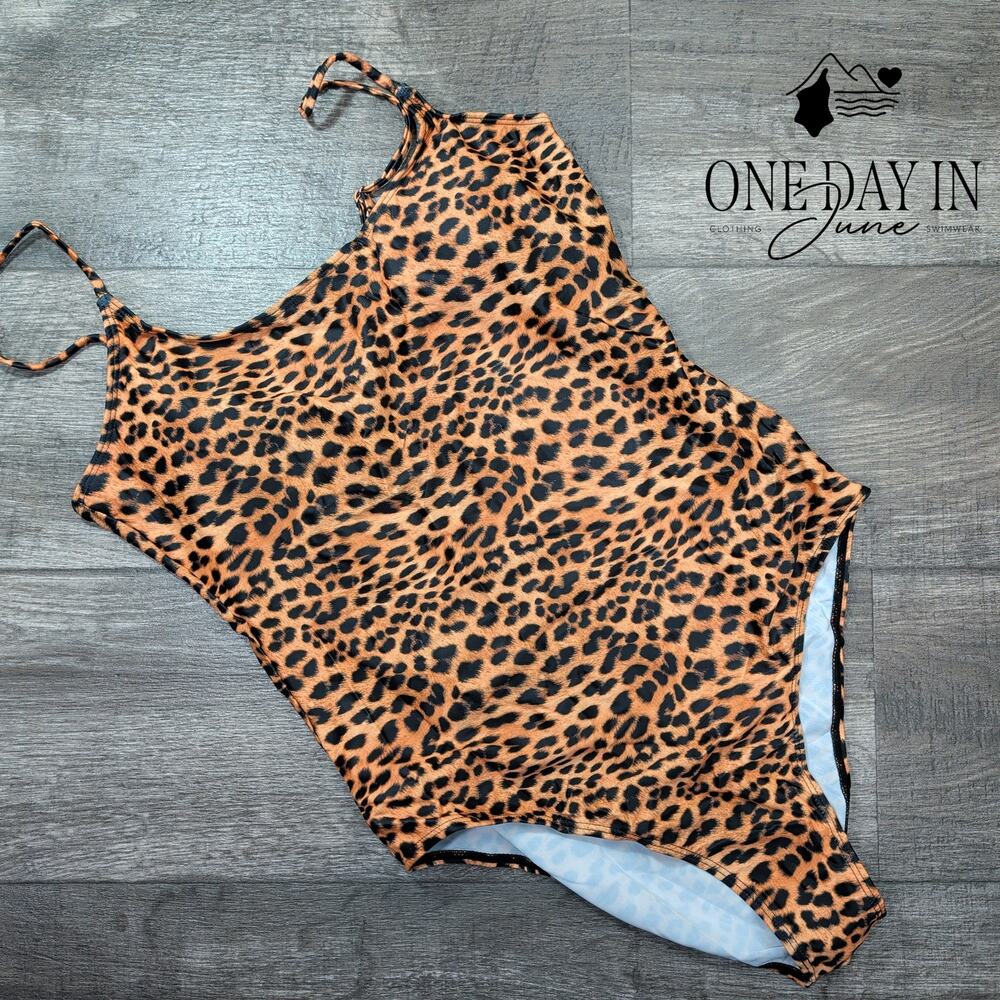 Aleumdr Leopard One Piece Swimsuit Size XL